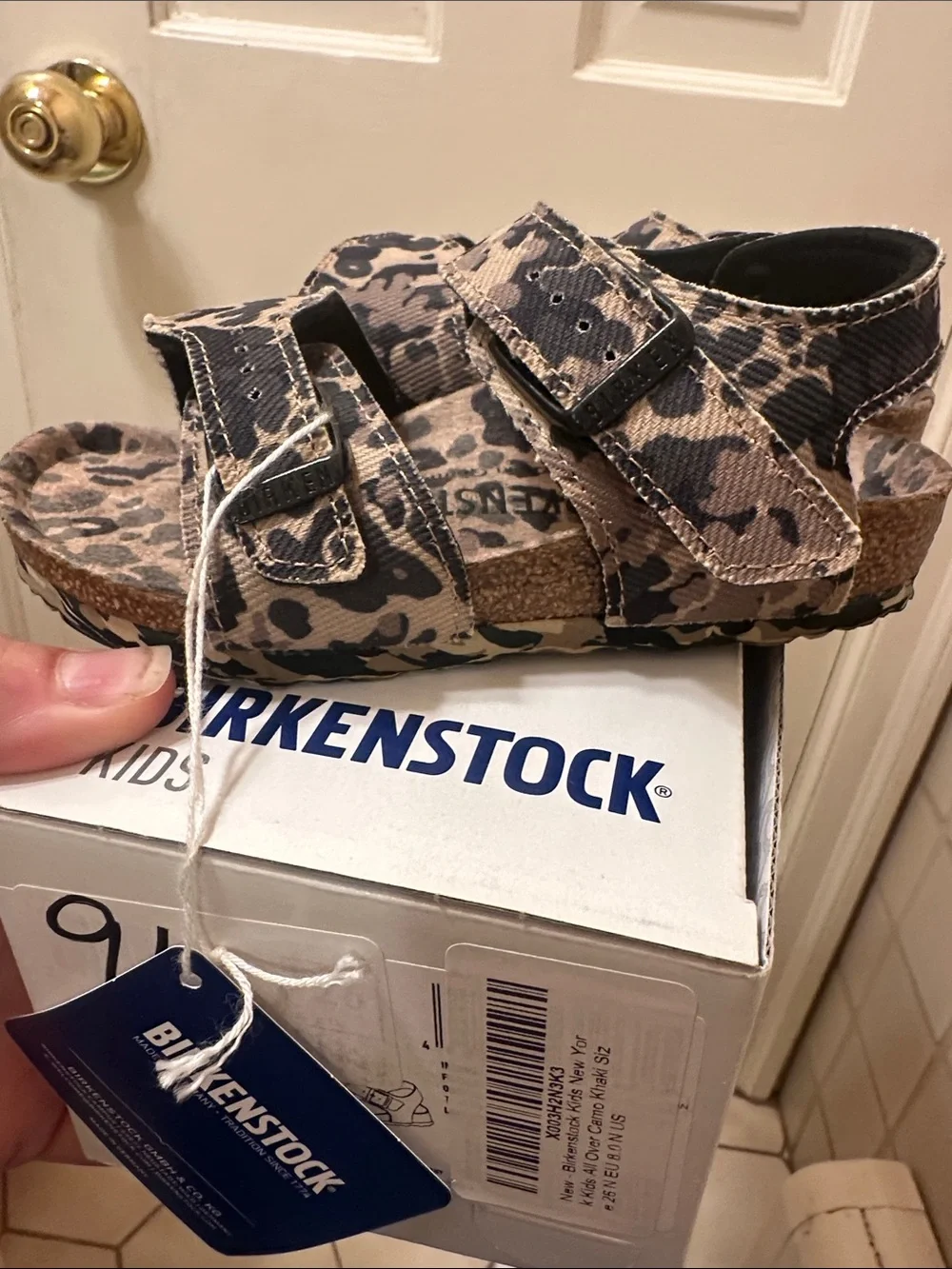 BIRKENSTOCK NEW YORK KIDS TEX, CAMO KHAKI SIZE C8